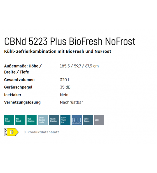 LIEBHERR利勃海尔CBNd 5223 Plus独立式冰箱 生物养鲜